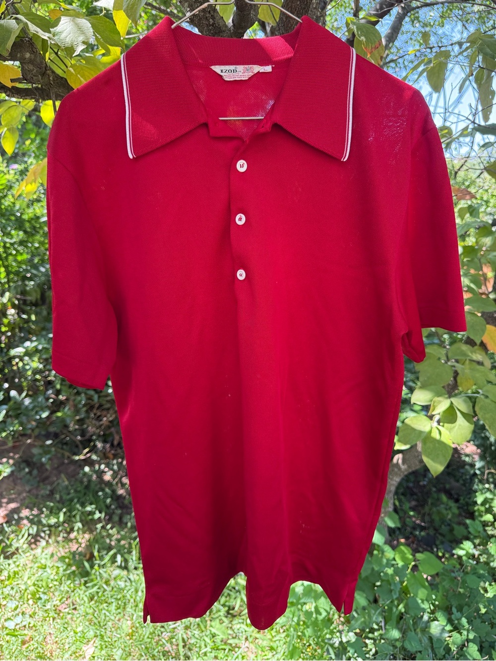 Vintage Izod Red Polo with White Piping